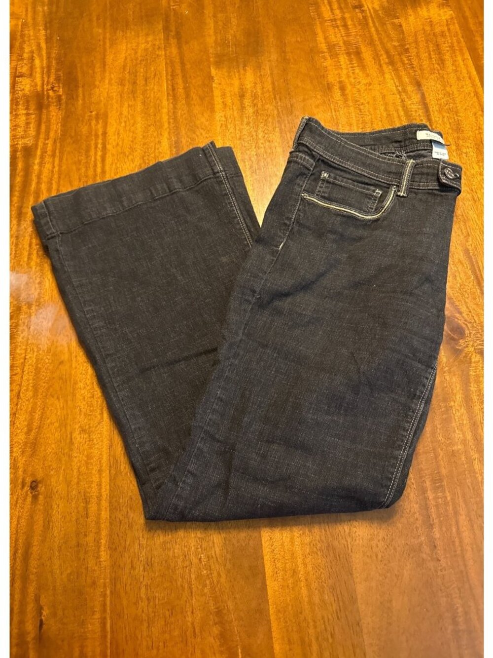 White House Black Market Womens Noir Wide-Leg Jeans Size 12 Dark Wash